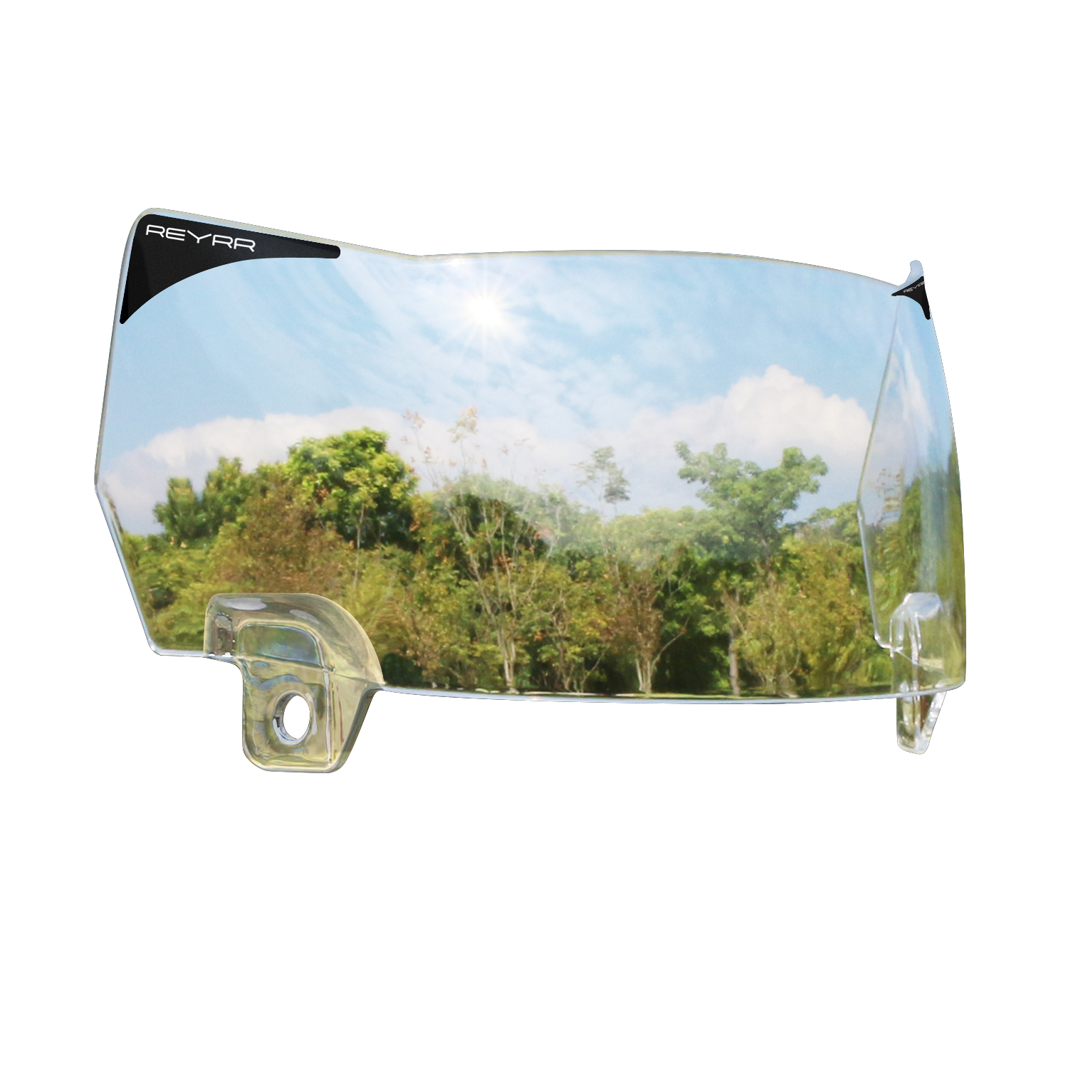 Clear Reyrr VIZU Football Visor designed for Riddell Speedflex and Schutt F7 helmets with ultra-wide, distortion-free LXO optics and high UV protection.