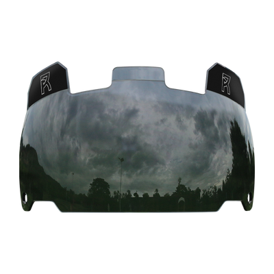 Reyrr VISION MIDNIGHT BLACK football visor with 80% tint, high-impact polycarbonate, anti-fog and scratch-resistant coating.