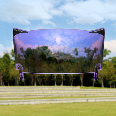 Reyrr VIZU Clear Purple Rain football visor with ultra-wide clear purple lens for Riddell Speedflex and Schutt F7 helmets.