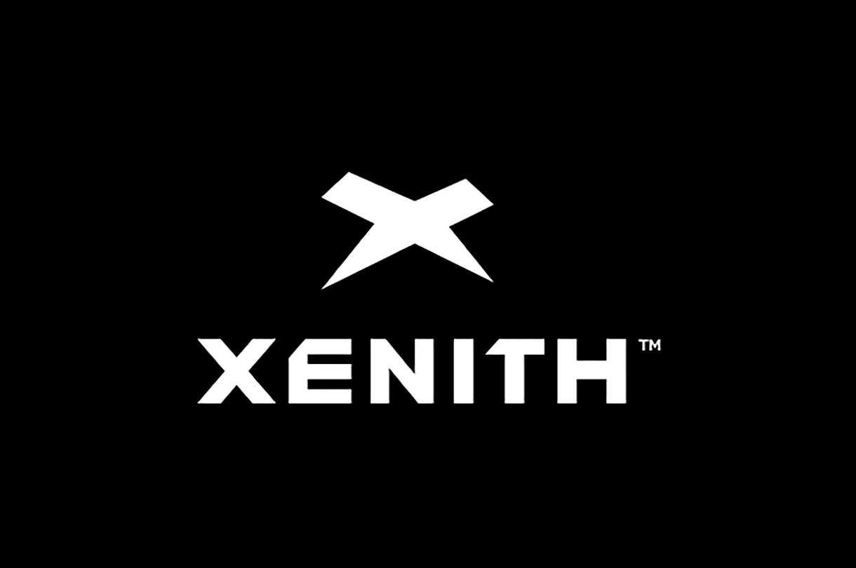 White 'Xenith' logo on a black background