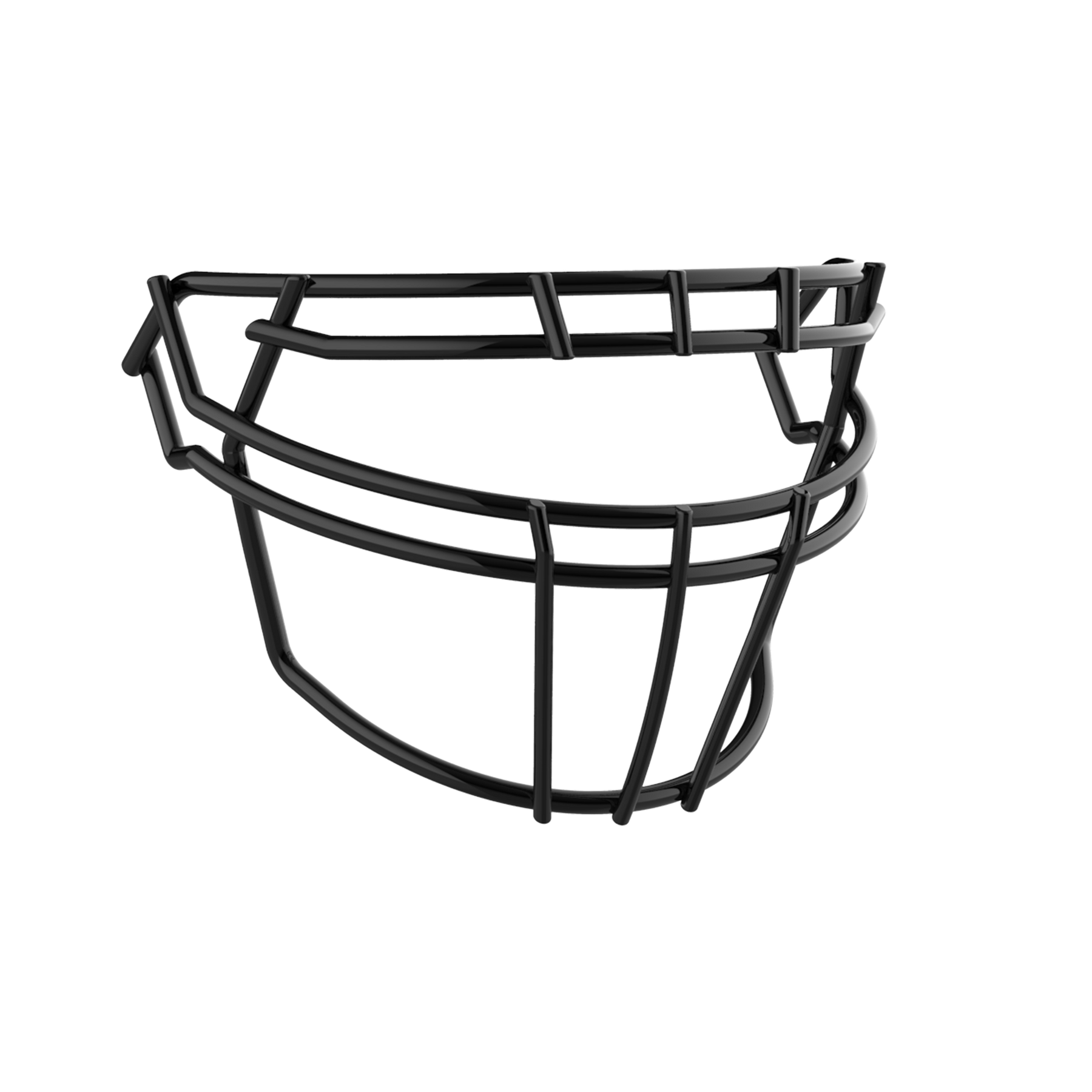Schutt F7 ROPO DW NB black football faceguard with raised brow design and tapered bars for impact deflection and increased motion.