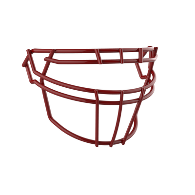Schutt F7 ROPO DW NB red football faceguard with raised brow and tapered design for enhanced protection and range of motion