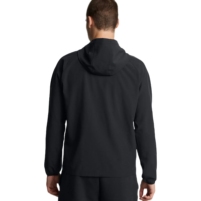 UA Stretch Woven Windbreaker — fabric stretch detail