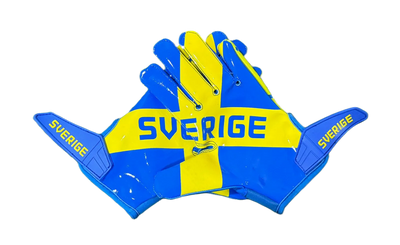 Reyrr ELITE Nordic Edition football gloves with Vapor-Stick Grip Technology and Sverige design