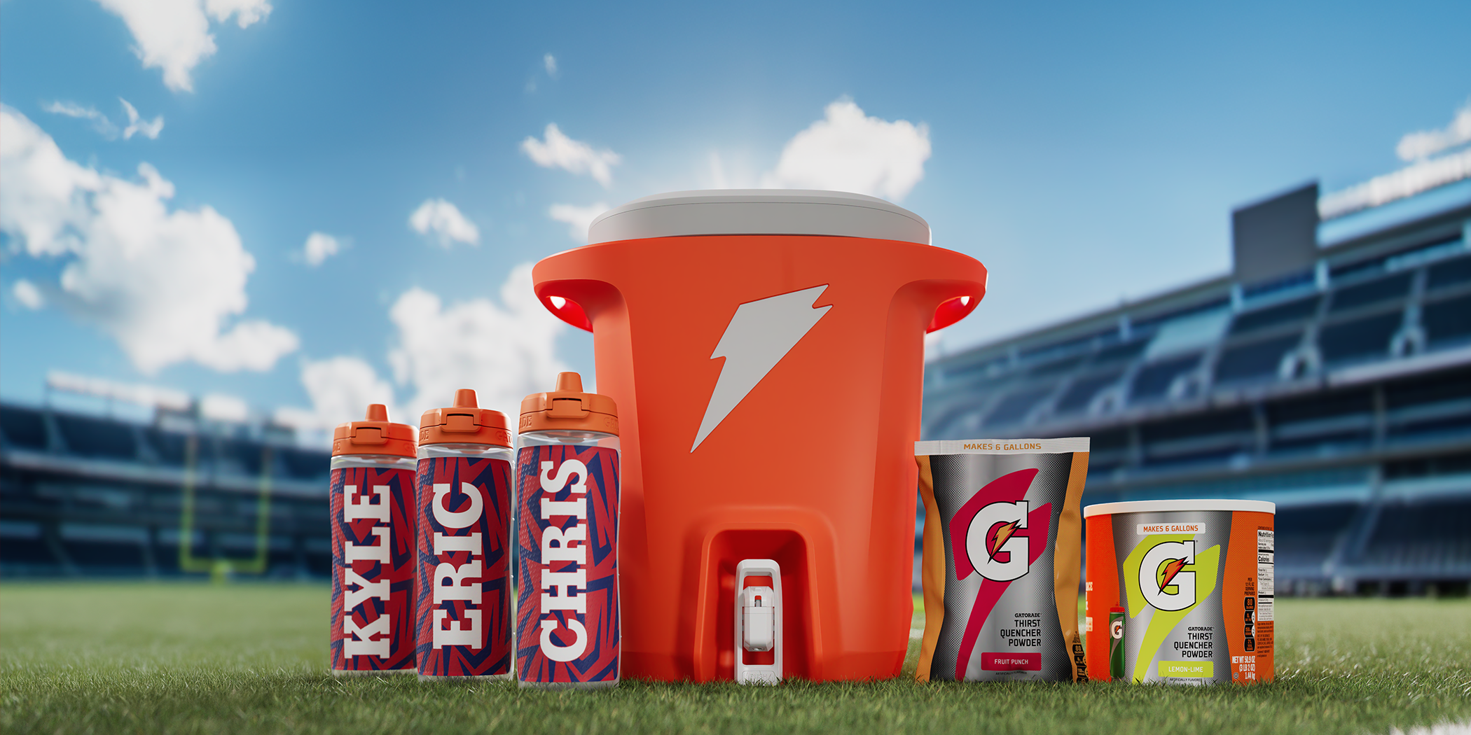 Gatorade bulk powders and cooler for team hydration