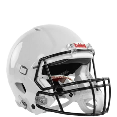 White Riddell Speed Icon football helmet with black facemask and advanced internal padding system.