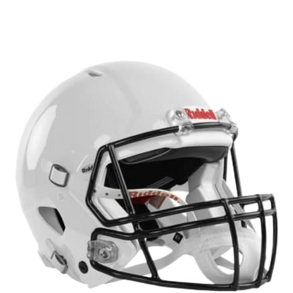 White Riddell Speed Icon football helmet with black facemask and advanced internal padding system.