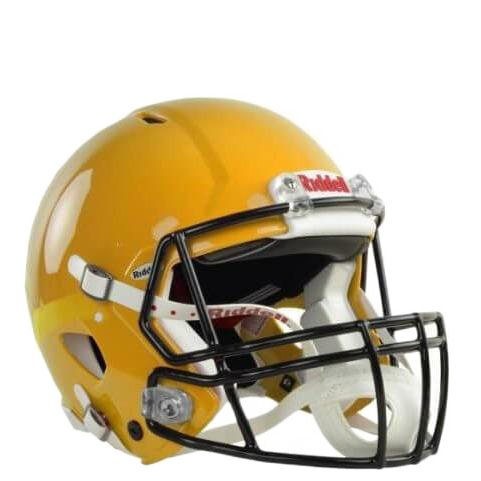 Yellow Riddell Speed Icon football helmet with black facemask and white interior padding